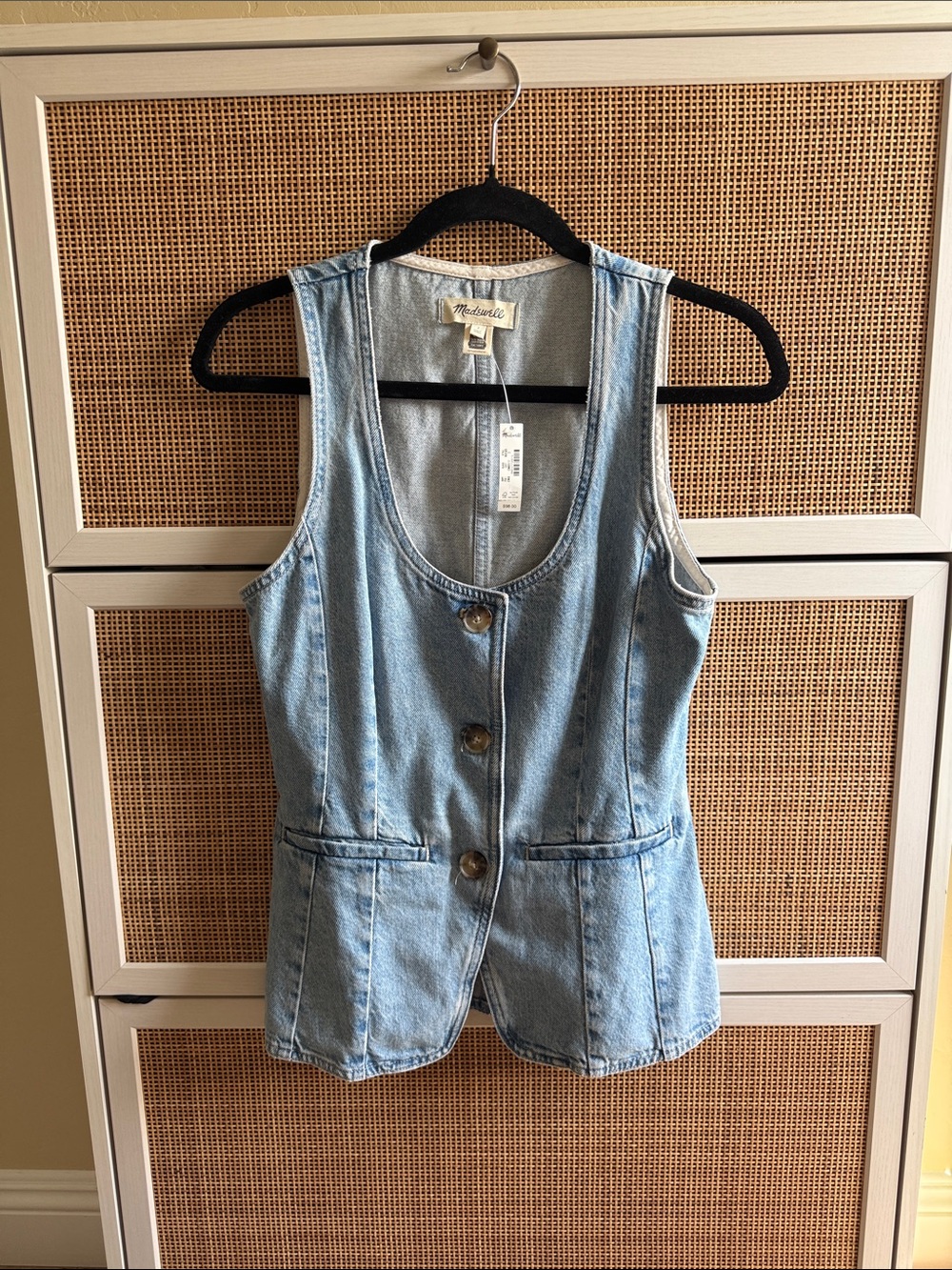 Madewell Light Wash Denim Button-Front Vest